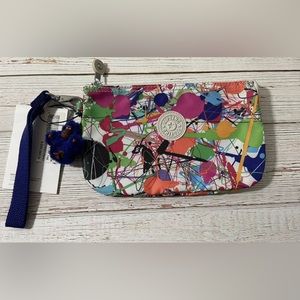 NWT Kipling Creativity XL Splatter Paint Nylon Zip Pouch Wristlet